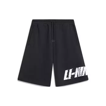 Li-Ning Спортивная серия Life с буквенным принтом и эластичной резинкой на талии, прямые свободные шорты, мужские штаны AKST747-1 L