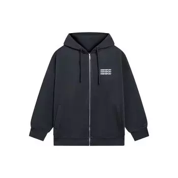 Li-Ning Sports Life Series однотонная толстовка с капюшоном на молнии с буквенным принтом унисекс-топы цвета дымки-серого AWDSI25-2 L