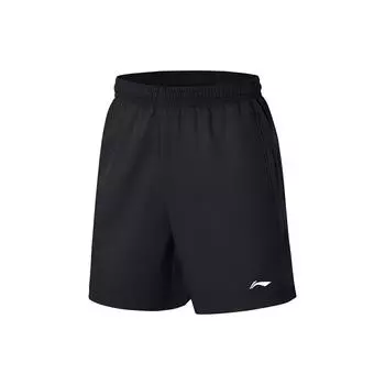 Li Ning Sports Life Series однотонные быстросохнущие спортивные шорты с логотипом мужские черные AAPS117-1 L
