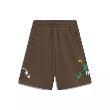 Li-Ning Sports Life Series, прямые шорты с мультяшным буквенным принтом, женские плавки, норково-коричневые AKST664-4