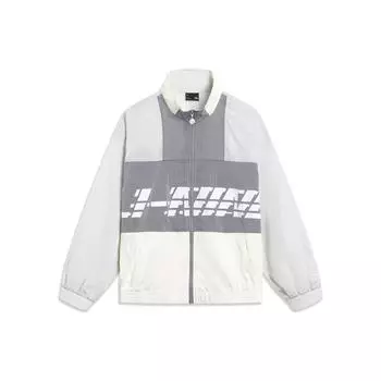 Li-Ning Sports Life Series Свободная облегающая куртка с контрастным буквенным принтом Мужская куртка серого цвета с белым AJDT405-3 L