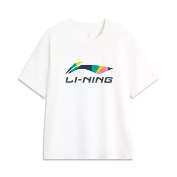 Li Ning Sports Lifestyle Series 2024 Honor Color Series In My Name Большой логотип с принтом Культурные спортивные футболки с короткими рукавами унисекс-топы белого цвета AHSUC27-1 S