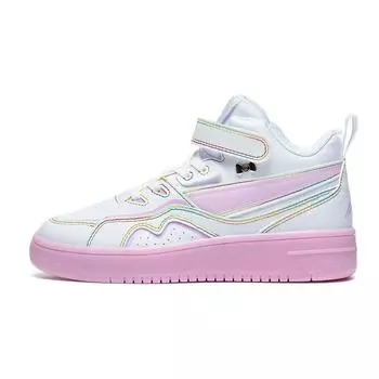 Li Ning Sports Lifestyle Series 937 Mid Slip Non-Slip Durable High Top Kids Skate Shoes Kids Skate Shoes White Pink YKCT018-2 36