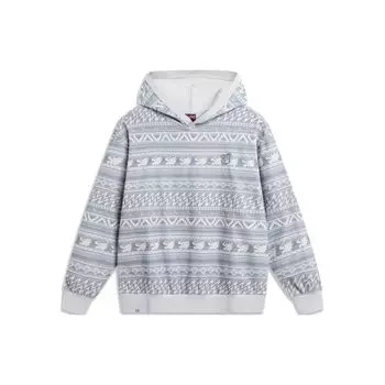 Li Ning Sports Lifestyle Series All Over Print Свободный крой с капюшоном, свитер с длинным рукавом, унисекс, толстовка Chuan-Stone-Gray AAEU001-3 XL