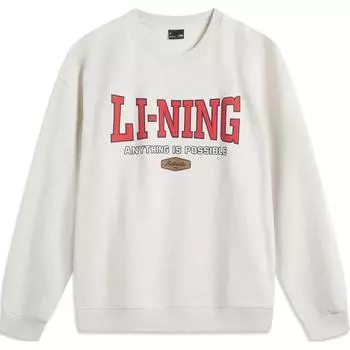 Li Ning Sports Lifestyle Series American High Street Retro Letter Круглый вырез Трикотажный пуловер с длинным рукавом Толстовка унисекс AWDV373-4 S