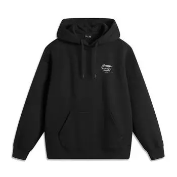 Li Ning Sports Lifestyle Series American Retro Minimalist Casual Antistatic Antibacterial Comfortable Hoodie Unisex Hoodies Black AWDUA05-4 M