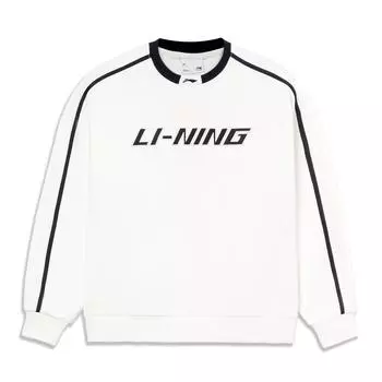 Li Ning Sports Lifestyle Series American Retro Logo Print Свободный теплый пуловер свитшот унисекс свитшот Off-White AWDU917-2 L