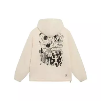 Li Ning Sports Lifestyle Series Back Pattern Printed Fleece Warm Free Jacket Men Jacket Swan-White AFDSA55-1 XXL