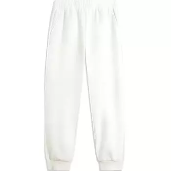 Li Ning Sports Lifestyle Series Brand Logo Cuffed Knitted Fleece Casual Pants Women Bottoms Off-White AKLU622-1 S