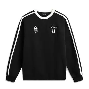 Li Ning Sports Lifestyle Series Casual Color Block American Vintage Minimalist Letter Crying Neck Pullover Hoody Unisex Hoody Black AWDV397-1 S