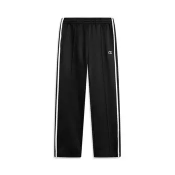 Li-Ning Sports Lifestyle Series Casual Minimalist Solid Color Straight Leg Knit Sports Pants Men bottoms Black AKLV271-2 M