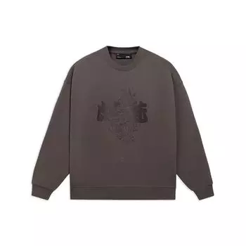 Li Ning Sports Lifestyle Series CF Chimei Letter Print Loose Pullover Sweatshirt Unisex Sweatshirt Tawny AWDS599-5 XXL