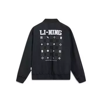 Li-Ning Sports Lifestyle Series Chinese Culture Series Back Letter Pattern Casual Jacket Men Jacket Black AJDT361-2 L