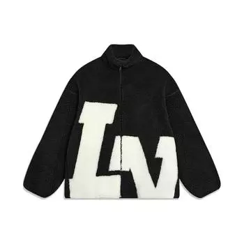 Li Ning Sports Lifestyle Series Color Block теплая свободная короткая куртка из овечьего флиса куртка унисекс черная AFDT947-2 S