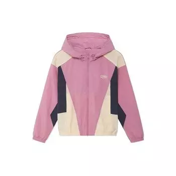 Li Ning Sports Lifestyle Series Color Block свободная ветровка с капюшоном женская верхняя одежда темно-розовый AFDS028-3 S