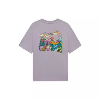 Li-Ning Sports Lifestyle Series цветочный принт круглый вырез свитер обычная футболка женские топы фиолетовый AHSS316-2 XXL