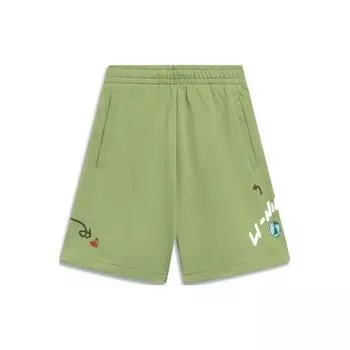 Li Ning Sports Lifestyle Series Fashion Print Letter Knitted Relaxed Shorts Women Shorts Aip-Green AKSU698-3 XS