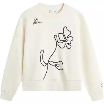 Li Ning Sports Lifestyle Series Флисовый свитер с круглым вырезом и принтом логотипа Повседневная толстовка с длинным рукавом Женская толстовка Off-White AWDUB68-1 XXL