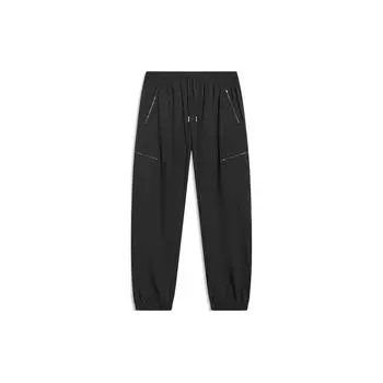 Li-Ning Sports Lifestyle Series FW23 Прохладные облегающие трикотажные брюки с манжетами, мужские брюки черного цвета AYKT399-1 S