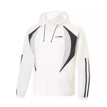 Li Ning Sports Lifestyle Series Кардиган с длинными рукавами и цветными блоками, унисекс, верхняя одежда, цвет не совсем белый AFDU863-1 XL