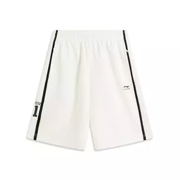 Li-Ning Sports Lifestyle Series Letter Elastic Simple Color Block Casual Shorts Men Shorts Off-White AKSV279-1 XXL