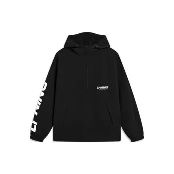 Li Ning Sports Lifestyle Series Letter Hooded Pullover Jacket Unisex Jacket Black AJDT745-2 M