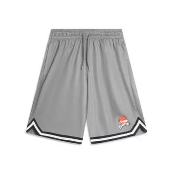 Li Ning Sports Lifestyle Series Letter Logo Mid Талия Drawstring Удобные спортивные шорты мужские шорты серые AKSU623-4 M
