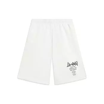 Li-Ning Спортивные шорты с логотипом и принтом в виде буквы, прямые, мужские, белые, AKST593-1 S