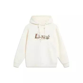 Li Ning Sports Lifestyle Series Letter Logo Print Свободный флисовый теплый пуловер с капюшоном Женские толстовки с капюшоном Off-White AWDTE40-1 XXL