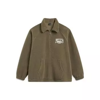Li Ning Sports Lifestyle Series Letter Logo Printed Fleece Теплая толстовка унисекс толстовка Teak-Brown AWDTB53-3 S