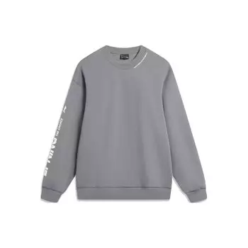 Li Ning Sports Lifestyle Series Letter Logo Print Флисовый свитер с длинным рукавом Толстовка унисекс Дымчато-серый AWDTB37-8 S