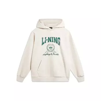 Li Ning Sports Lifestyle Series Letter Logo Printed Hoodie Unisex Hoodies Flower-Gray Tile-Gray AWDTB43-3 3XL