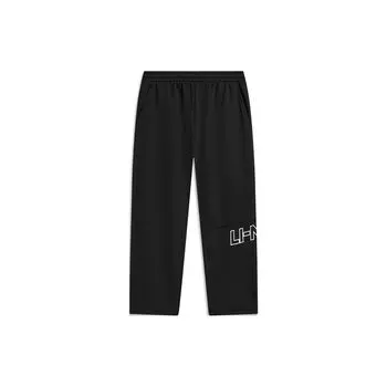 Li Ning Sports Lifestyle Series Letter Logo Print Прямые флисовые теплые трикотажные спортивные штаны для мужчин, черные AKLTB19-1 L