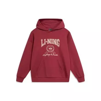 Li Ning Sports Lifestyle Series Letter Logo Printed Hoodie Unisex Hoodies Bicycle-Red AWDTB43-4 XL