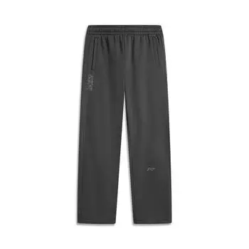 Li Ning Sports Lifestyle Series Letter Mid Waist Удобные дышащие флисовые прямые трикотажные спортивные брюки мужские брюки темно-серого цвета AKLU955-3 S