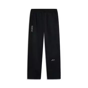 Li Ning Sports Lifestyle Series Letter Mid Waist Удобные дышащие флисовые прямые трикотажные спортивные брюки мужские низы черного цвета AKLU955-1 XXL