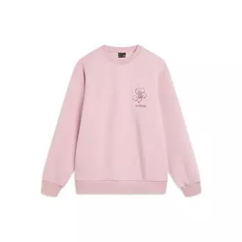 Li Ning Sports Lifestyle Series Letter Print Casual Sweatshirt Women Sweatshirt Light-Pink AWDT762-1 L