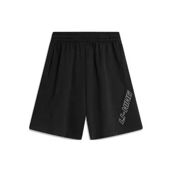 Li Ning Sports Lifestyle Series Letter Print Ice Feel влагоотводящие свободные спортивные шорты мужские шорты черные AKSU229-1 M