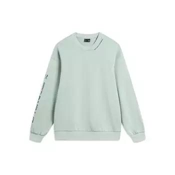 Li Ning Sports Lifestyle Series Letter Print Casual Pullover Long Sleeve Hoody Unisex Hoody Gray-Mist-Grey AWDTB37-3 S