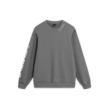 Li Ning Sports Lifestyle Series Letter Print Casual Pullover Sweatshirt Unisex sweatshirt Smoke-Gray AWDTB37-4 S