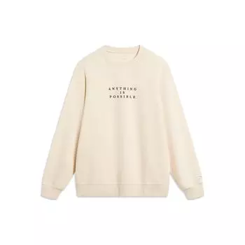 Li Ning Sports Lifestyle Series Letter Pullover Sweatshirt Men Swan-White AWDT387-4 3XL