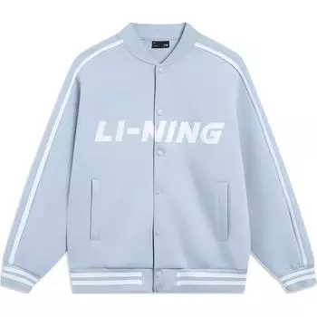 Li Ning Sports Lifestyle Series Letter Vintage American Casual Loose Baseball Jacket Unisex Jacket Sky-Blue AWDT545-3 XL