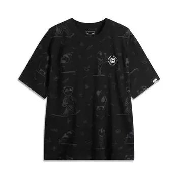 Li Ning Sports Lifestyle Series Logo Print Sports Casual Sweat Absorbing Comfortable Airful Universal Short Sleeve Football Shirt Men T Shirts AHSUC01-4 M