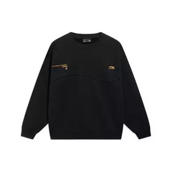 Li Ning Sports Lifestyle Series Logo Print Дышащий свободный повседневный пуловер свитшот Мужская толстовка Черный AWDT181-2 XXL