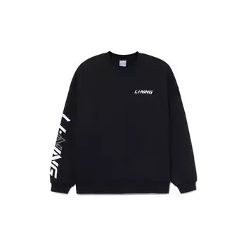 Li Ning Sports Lifestyle Series Logo Printed Crewneck Sweatshirt Unisex Sweatshirt Black AWDT607-3 S