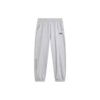 Li Ning Sports Lifestyle Series Logo Printed Зауженные неэластичные длинные трикотажные спортивные брюки средней посадки мужские брюки Flower-Gray AKLTB23-8 3XL