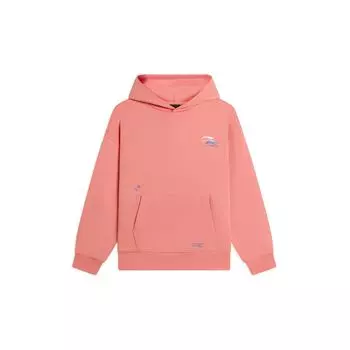 Li Ning Sports Lifestyle Series Logo Printed Fleece Теплая толстовка с капюшоном и длинными рукавами Унисекс толстовка Персиково-оранжевого цвета AWDSF73-10 XXL