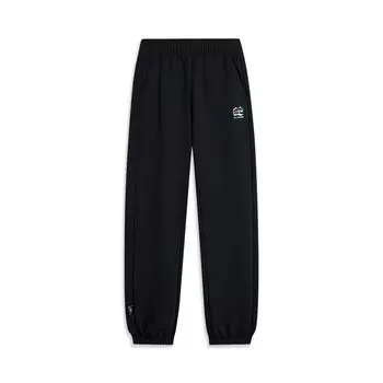 Li Ning Sports Lifestyle Series Модные простые трикотажные спортивные брюки с эластичной резинкой на талии, женские плавки, черные AKLU868-3 M