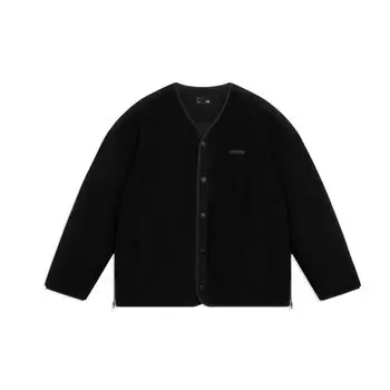 Li Ning Sports Lifestyle Series однотонная хлопковая куртка без воротника на пуговицах унисекс черная AFDSD71-2 XXL