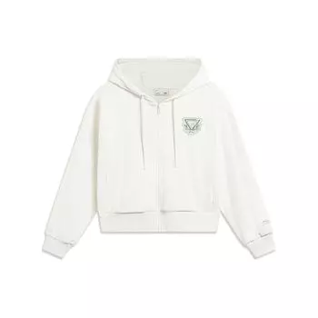 Li Ning Sports Lifestyle Series однотонная свободная толстовка с капюшоном женская толстовка Off-White AWDT372-4 M